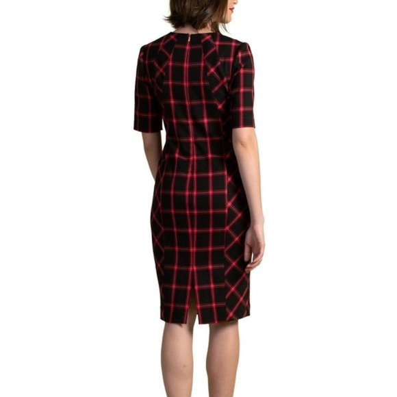 Trina Turk Black and Red Plaid Midi Dress - Picture 3 of 8